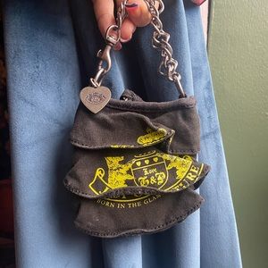 Silkscreened Black Denim Micro Juicy Couture Purse Attachment